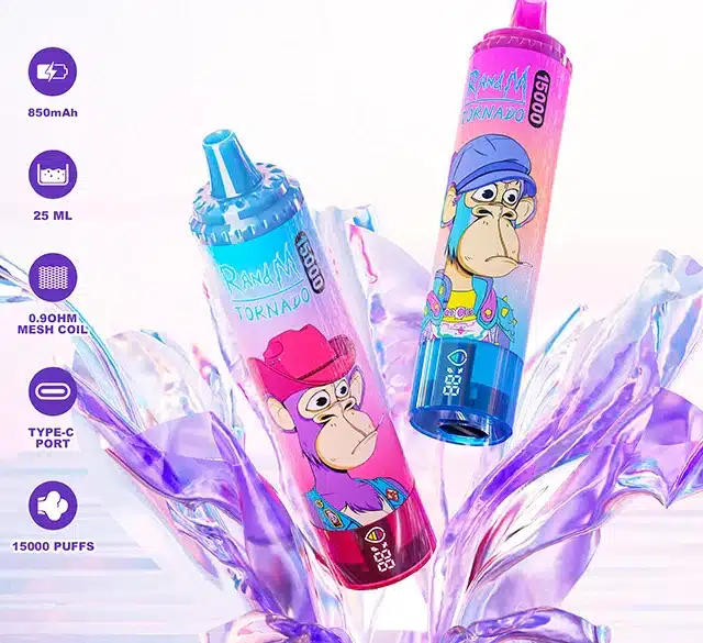 RandM Tornado 15000, potężny vape jednorazowy, e-papieros z chmurą, urządzenie do wapowania - Jednorazówka RandM Tornado 15000 15k Puffs 25ml 5% 850mAh ...
