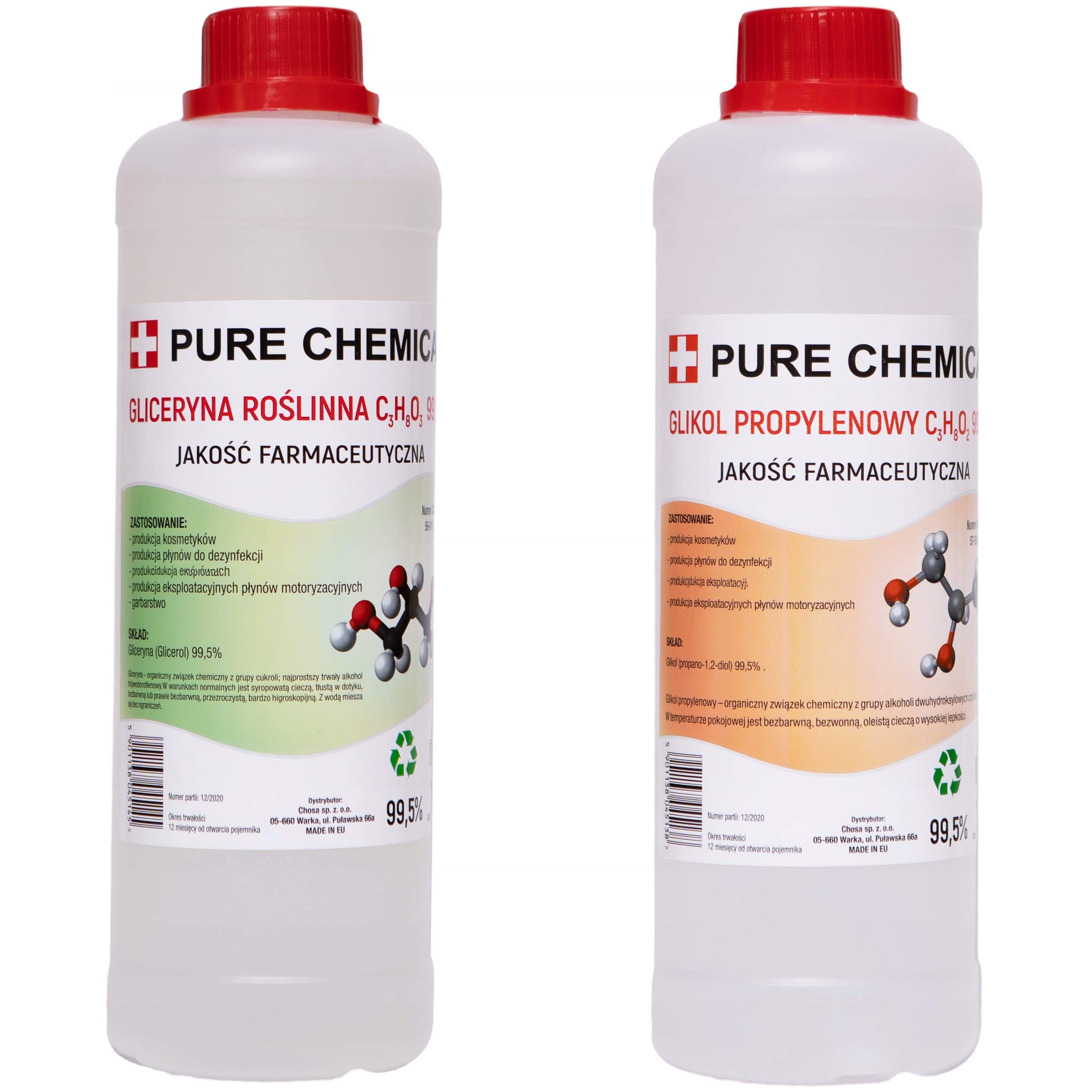 butelki PG VG, glikol propylenowy gliceryna roślinna, składniki e-liquidu, chemia vape, podstawowe płyny vape - Zestaw gliceryna + glikol Pure Chemical 1 l (5901138048191) • Cena ...