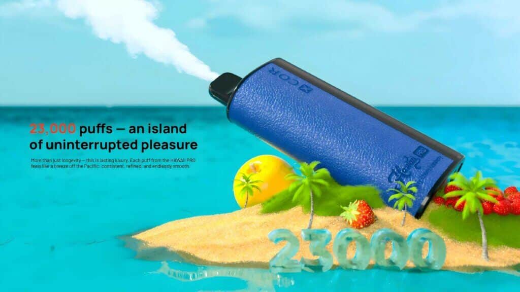 Xcor Hawaii Pro design, nowoczesny e-papieros, kolorowy vape z ekranem LED, design deski surfingowej, ergonomiczny vape, produkt elektroniczny - XCOR Hawaii Pro 23000: Inteligencja i styl w jednym urządzeniu -