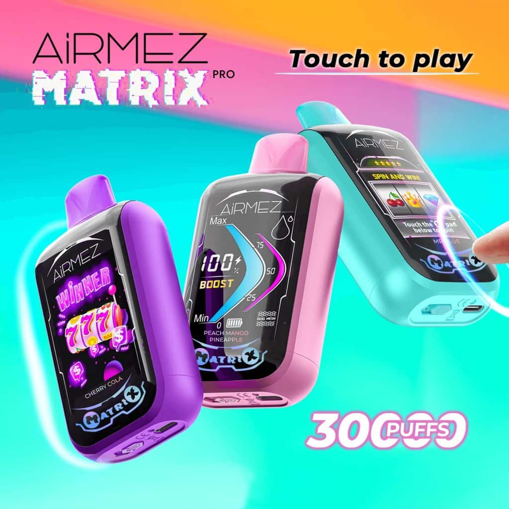 Airmez Matrix Pro 30000 Matrix Display, futurystyczny e-papieros, vape z cyberpunkowym ekranem, interaktywny wyświetlacz vape - AIRMEZ MATRIX Pro 30000 Puffs Jednorazowy Waporyzator Hurt ...