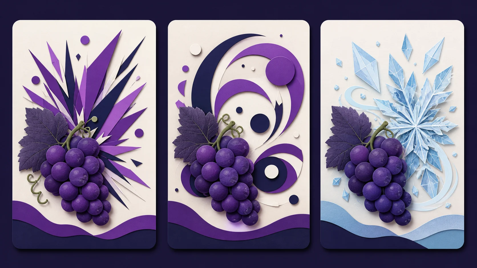 Dwie abstrakcyjne karty modeli porównujące wspólną nazwę Grape Burst