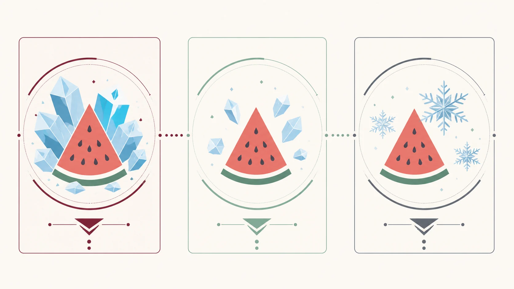 Abstrakcyjne porównanie nazw Lush Ice i Watermelon Ice bez wizerunku produktu