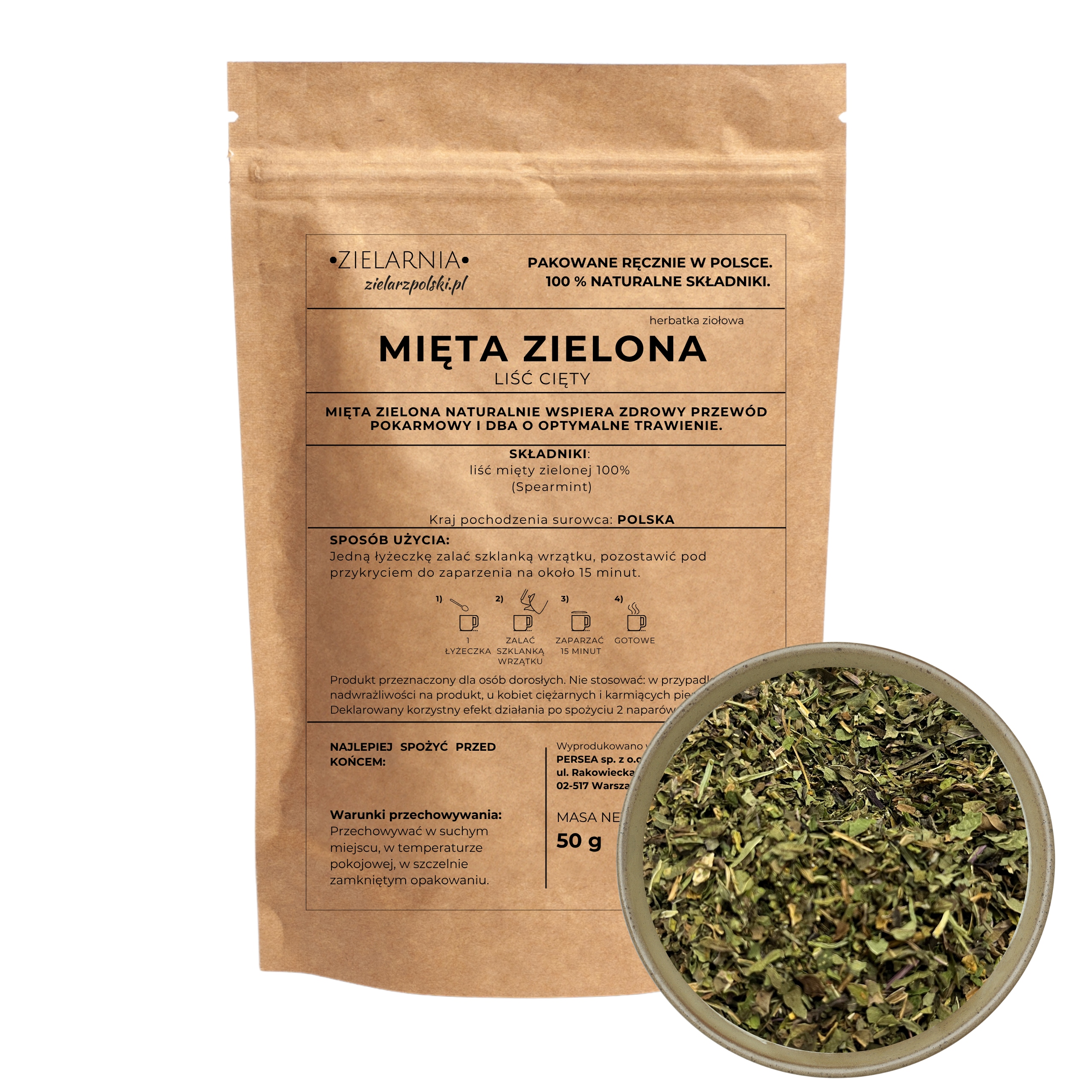 Zbliżenie na świeże, zielone liście mięty zielonej (spearmint), symbolizujące nutę głowy smaku Miami Mint.