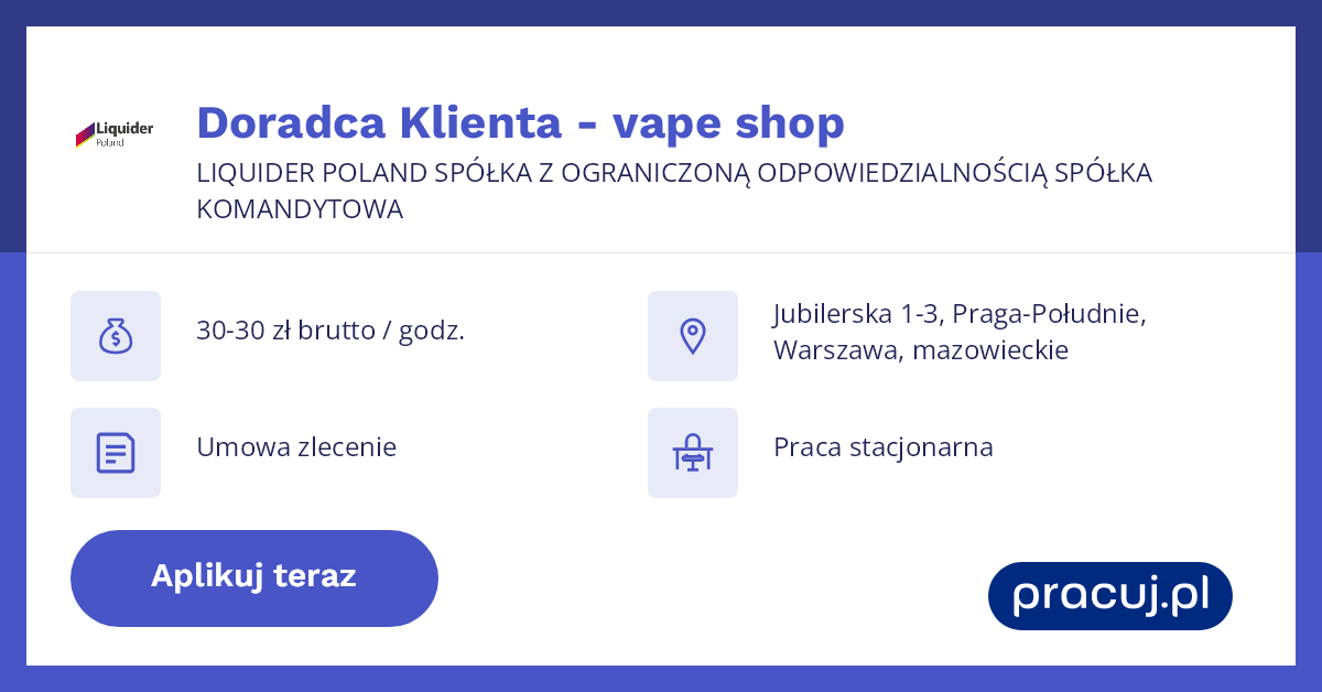 Bogato zaopatrzone półki w sklepie VapeGo z różnorodnymi markami e-papierosów, liquidów i akcesoriów vape, takich jak Geekvape, Vaporesso, Oxva.