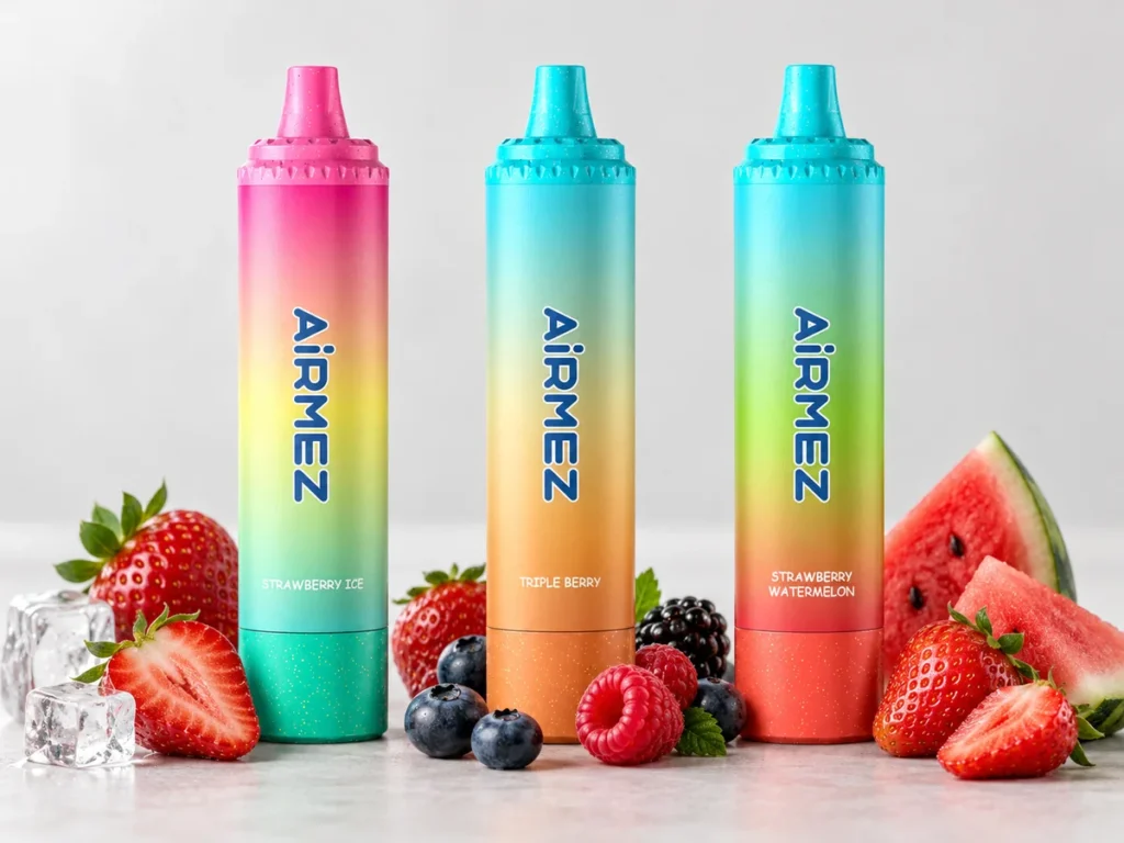 Smaki Airmez Tornado 25k: Strawberry Ice, Triple Berry i Strawberry Watermelon