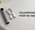 Jednorazowy e-papieros bez logo na jasnym tle z napisem „Czy jednorazówka może się zapalić?”