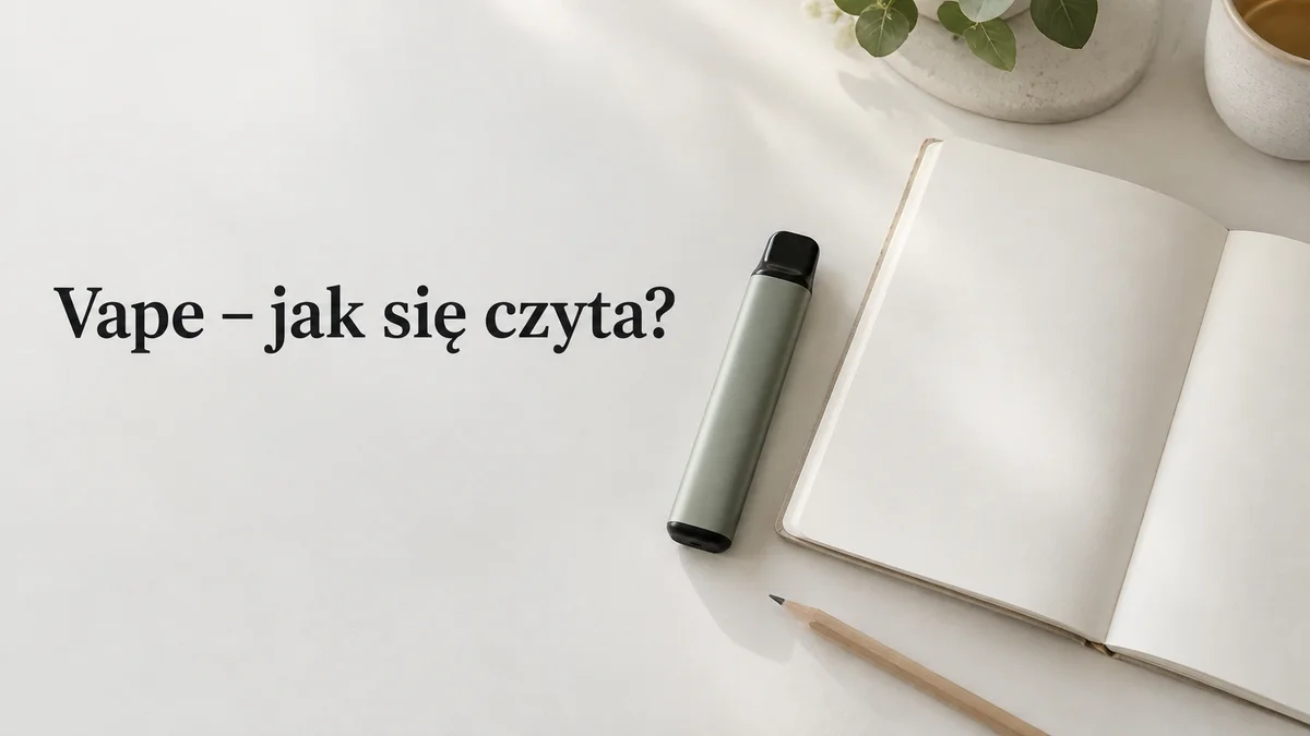 Szałwiowo-srebrne urządzenie bez logo obok otwartego pustego notesu i ołówka