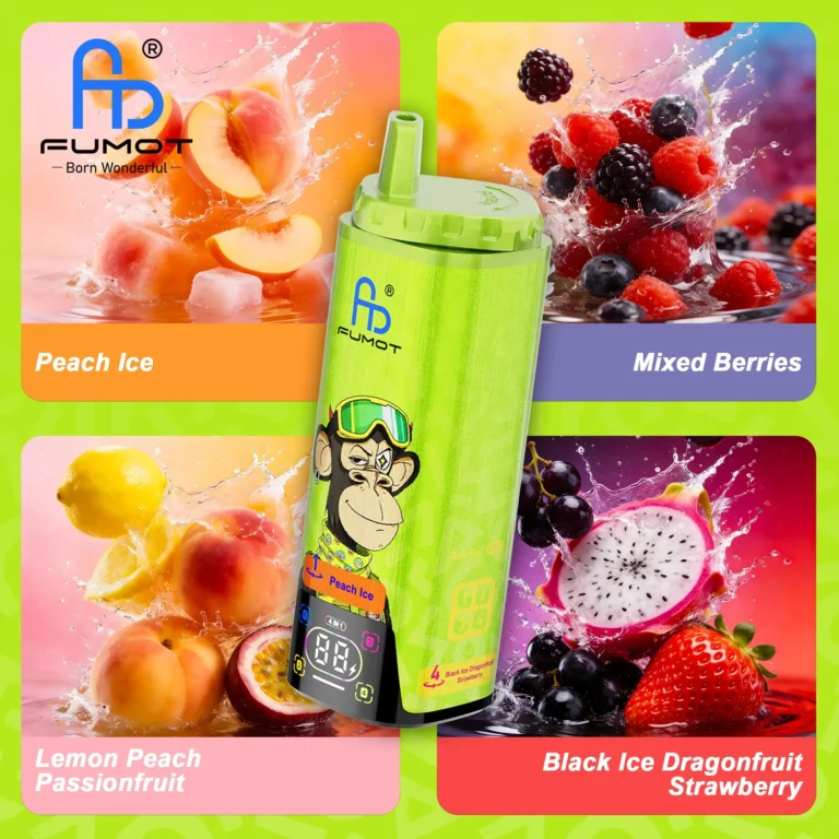 Fumot Eco 4in1 80k Group 2 Peach Ice Mixed Berries Lemon Peach Passionfruit Black Ice Dragonfruit Strawberry Flavor Card